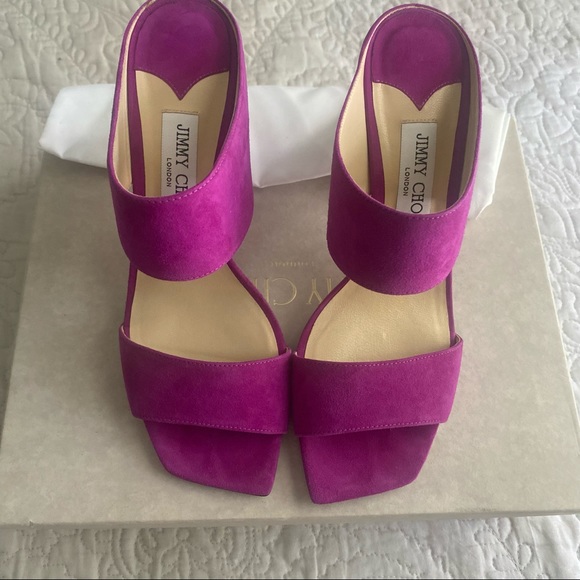 Jimmy Choo Magenta Suede Stilettos - Picture 3 of 10